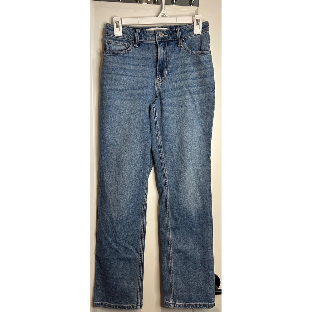 Hollister High Rise Straight Leg Jeans Medium Wash Blue W26 2R Regular Inseam 28